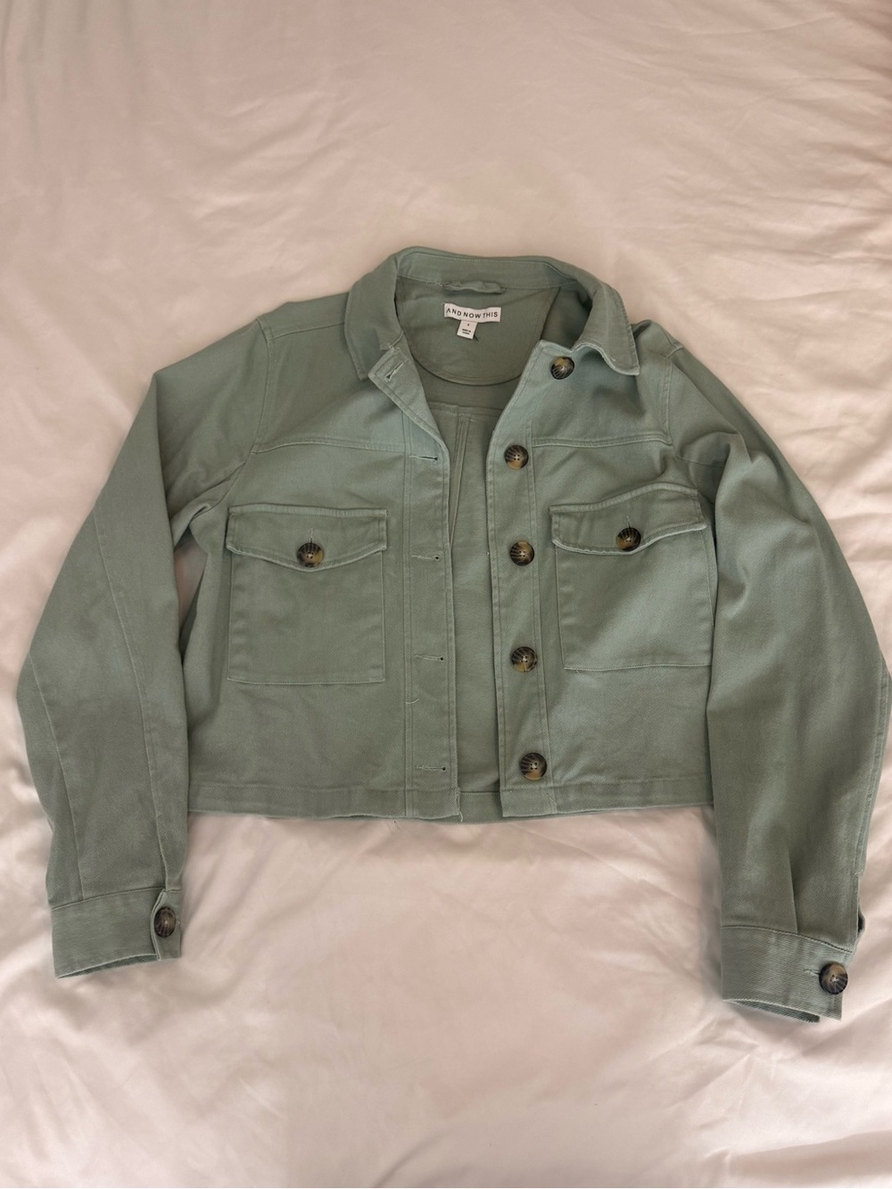 Frame Sage Green Cropped Denim Jacket
